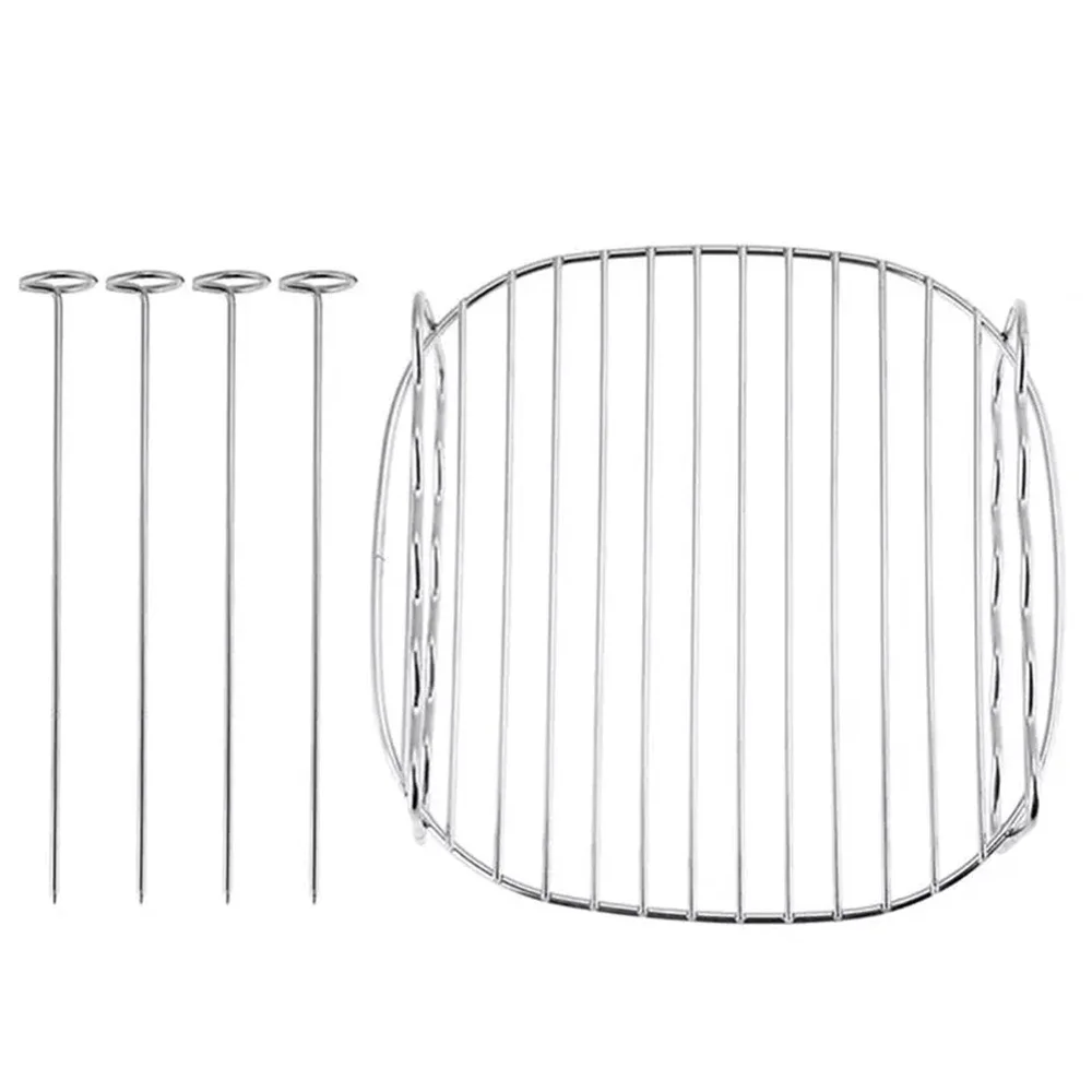 Baking Tray Skewers Air Fryer Stainless Steel Holder BBQ Rack Double Layer Grill Baking Tray Replacement Barbecue Kitchen Tools