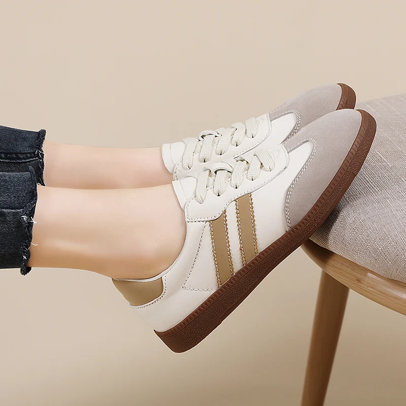 Flat Luxury Shoes Women Spring Autumn Classic Ladies Sneakers Women's Leather Retro Low Cut Lace-up Casual Shoes women oxford shoes