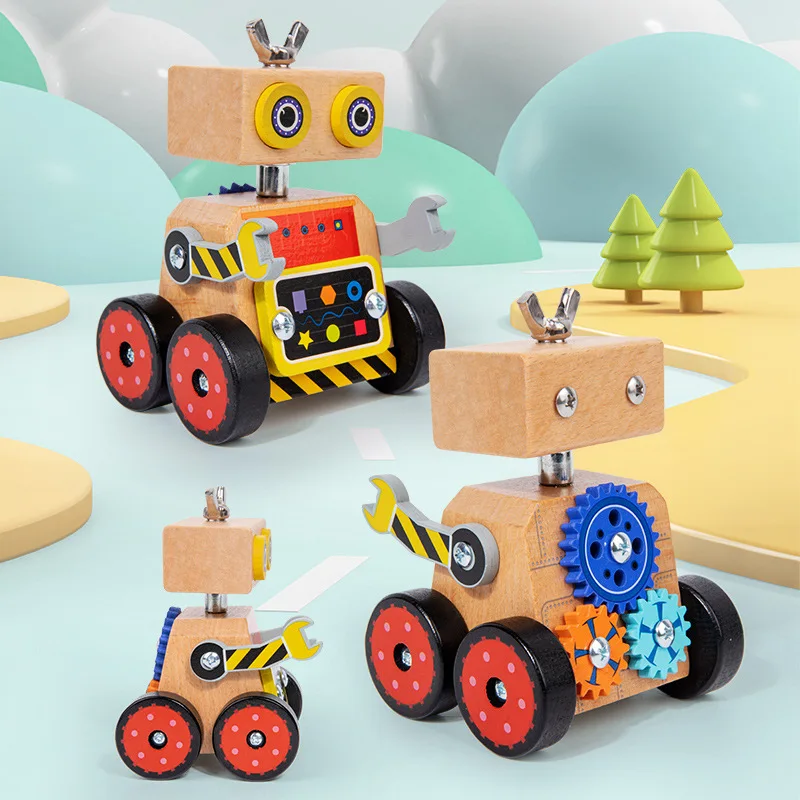 Montessori Baby Busy Robot Vehicle Nut Screws Disassembly Tool Car Cube Polyhedral Toy Educational Learning Toys Game