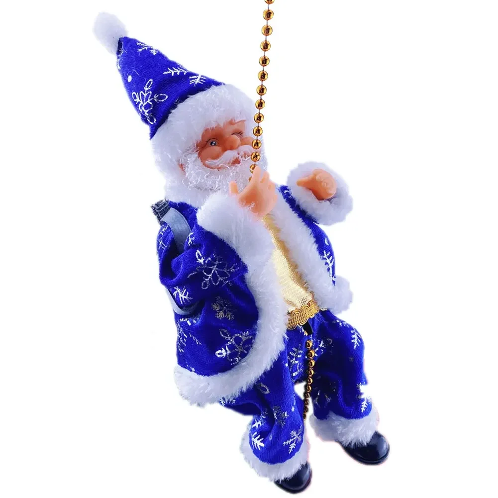 Christmas Climbing Santa Claus Doll with Music Electric Pendant Santa Claus Toy Hanging Beads for Children Xmas Gift