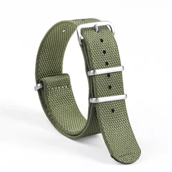 Ribbed Nylon Army Sport Wrist Strap Bracelet - Ballistic Fabric - 22mm (Green)