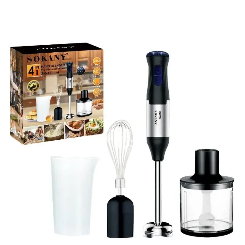 1000W Kitchen Immersion Blender, 4-In-1 Stainless Steel Handheld Blender Stick Mixer Handheld Blender, Smoothie Blender 1