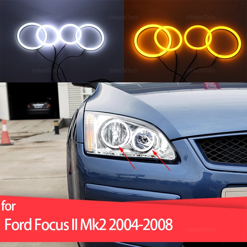 Bianco Giallo Halo Ring Angel Eyes Indicatori Di Direzione Switchback Cotton Led Tuning Anelli Luminosi Per Fari Per Ford Focus 2 Ii Mk2 2004-08