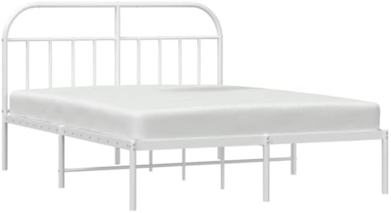 Metal Bed Frame Without Mattress with Headboard White Sleek Platform Bed Supportive Mattress Base ﻿ Bedstead  59.1"x78.7"