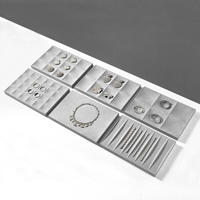 MISHITU 패션 디자인 주얼리 트레이 샵 전시 반지 귀걸이 팔찌 목걸이 디스플레이 트레이, 극세사 주얼리 디스플레이 소품