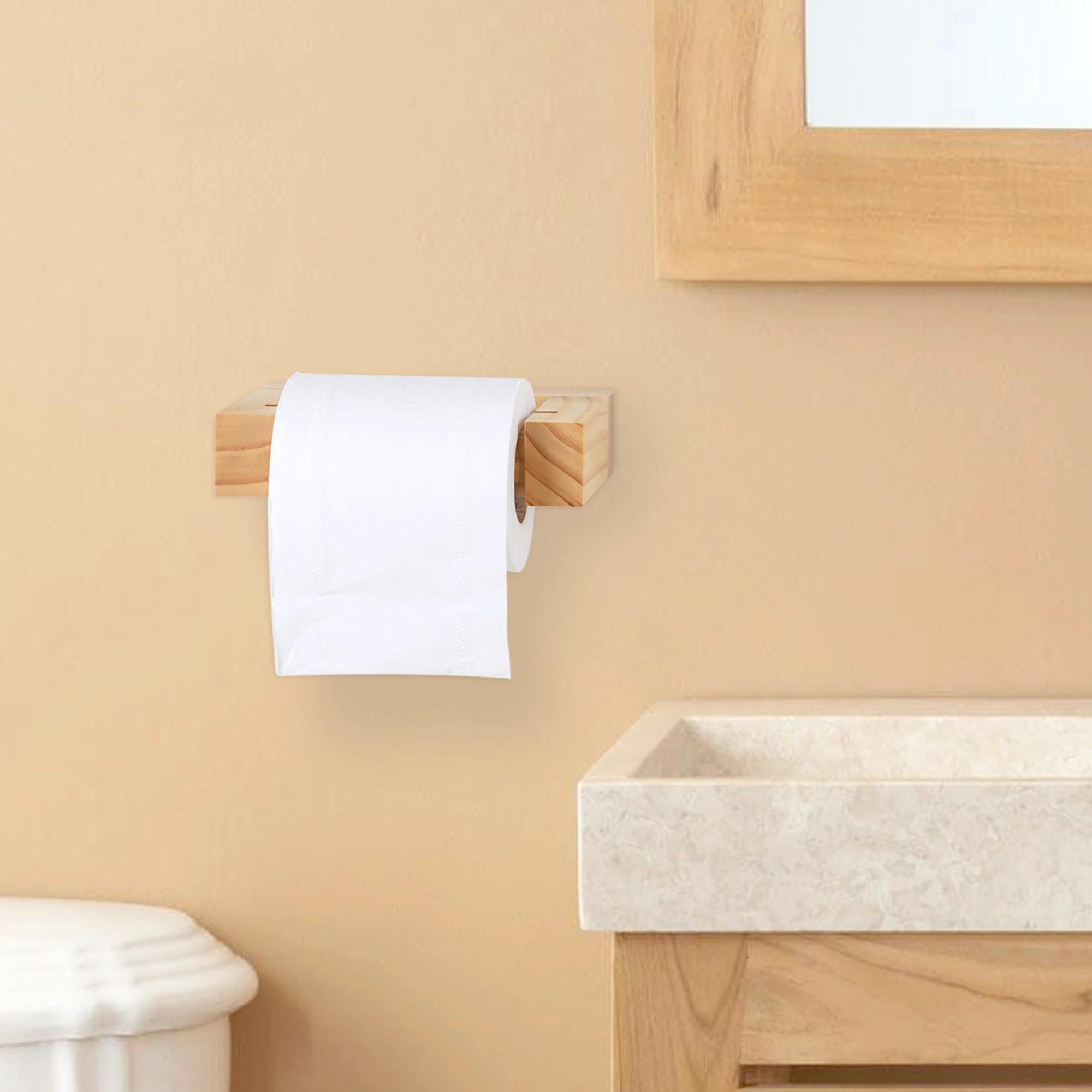 Paper Towel Holder Toilet Paper Holder Toilet Roll Holder Wooden Punch-free