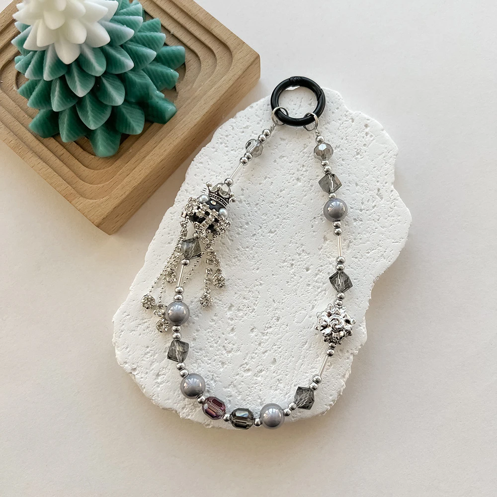 Ciondolo Per Cellulare Con Perle Di Cristallo E Farfalla: Laccetto Da Polso Antismarrimento, Fatto A Mano, Per Ragazze (3 Colori) - 4