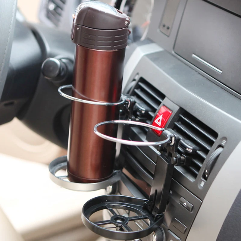 Outlet Cup Holder Auto Outlet Drink Rack Getränkehalter für Luftkühler/Liter Dosen/Kaffeetassen/Isolierflaschen Langdy Aluminiumlegierung Verstellbare Autohalterung Schwarz 