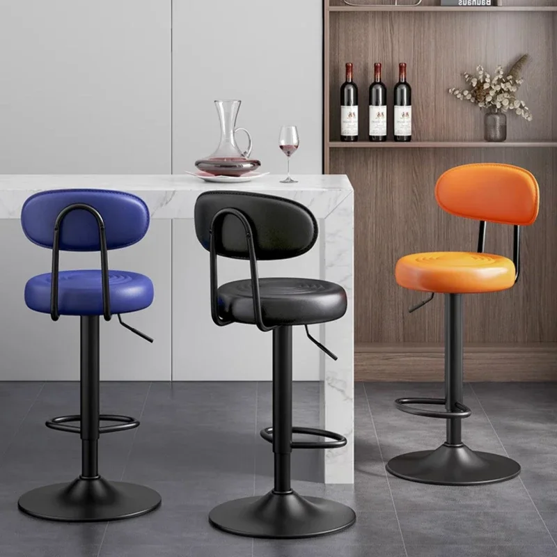 

Elegant Rotatable Bar Chair with Mirror Finish: Adjustable High Stool Enhanced Backrest Support Three-Stage Air Rod