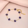 Bracelet pétale de cristal fait à la main, mignon, haut de gamme, perles de verre colorées, bijoux en acier inoxydable pour femmes, été 2025