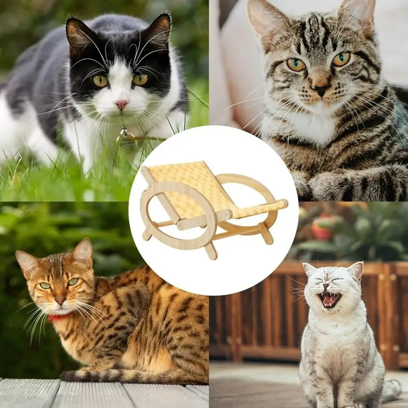 A85Z-Elevated Pet Bed Chair Cat Sleeping Climbing Frame Chair Adjustable Scratch Bed With Canvas Cover Scratch-Resistant