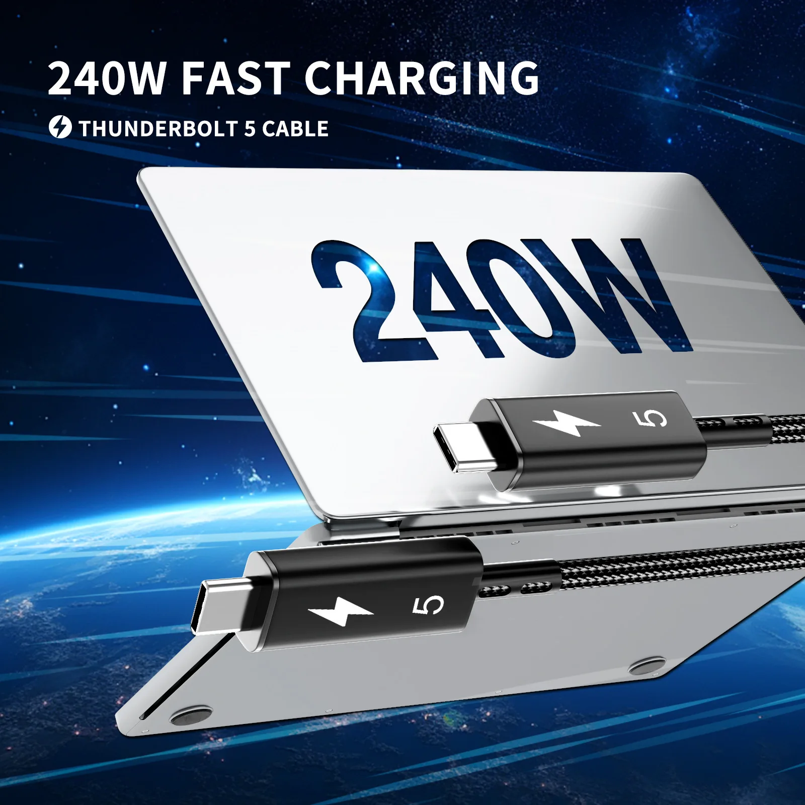 120Gbps 썬더볼트 5 데이터 케이블 PD 240W 8K60Hz 썬더볼트 4 USB4 호환, 모든 기능 지원, 고속 전송, 고속 충전