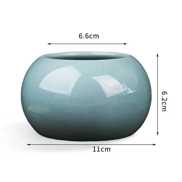 11cm Ceramic Flowerpot Ice-cracked Bowl Lotus Planter Mini Vase Glazed Bonsai Planting Pennywort Thou Jun Kiln Hydroponic Pot 6