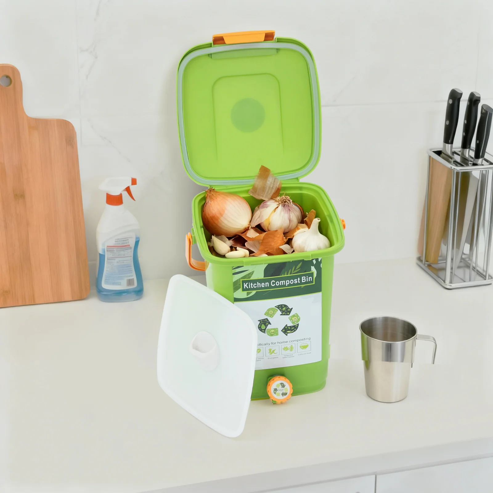 Compost Bins Kitchen Compost Bin Compost Container Large Capacity Compost Container Double Cover 10L/15L/20L