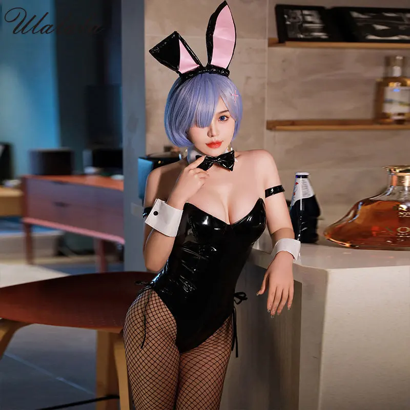 

Ram Rem Cosplay Costume Lamb Re:Life In A Different World From Zero Cosplay Bunny Girl Black Sexy Halloween Girl Dress