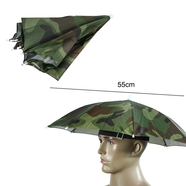 Portable Rain Umbrella Hat Army Green 