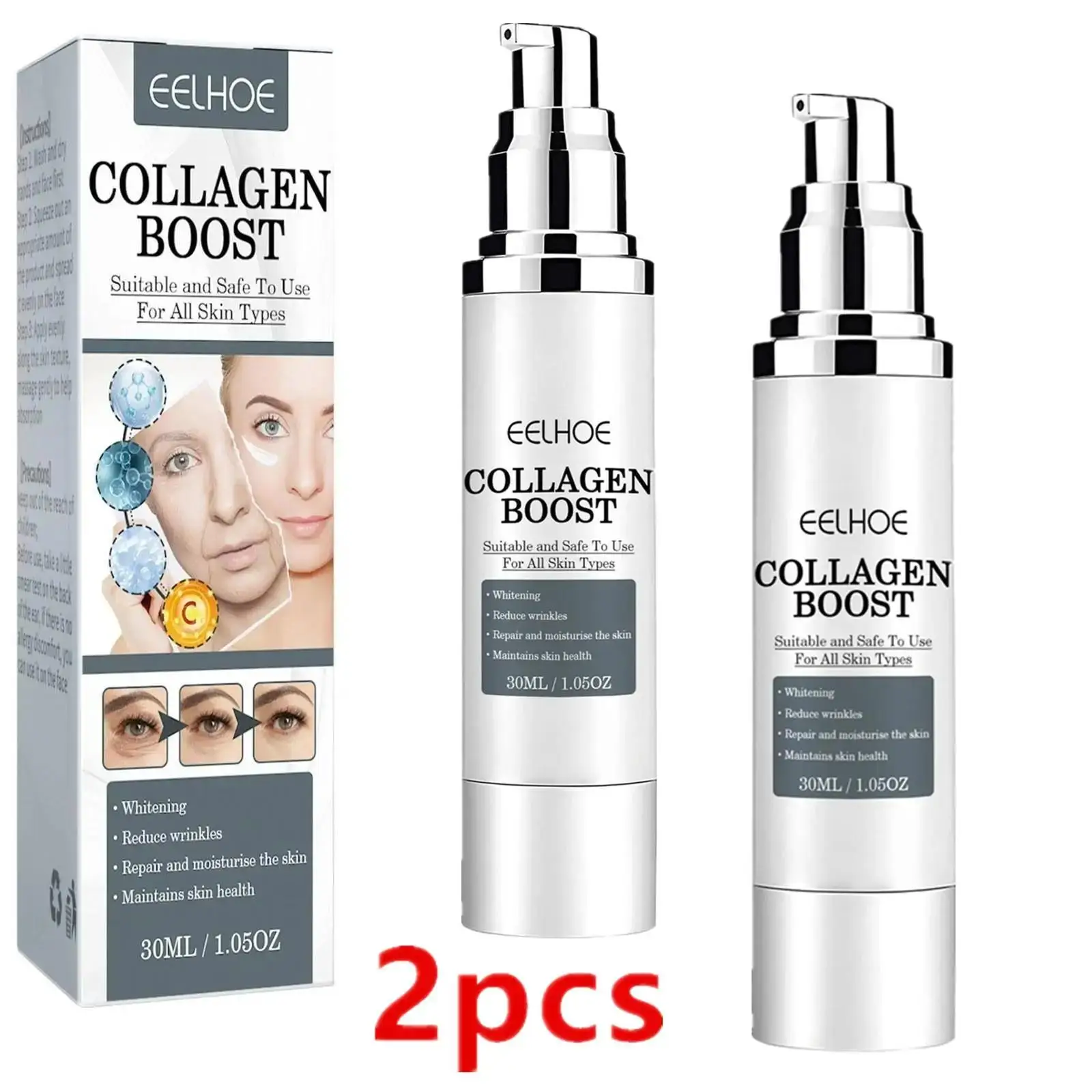 

2pcs 30ml Collagen Boost Anti-Aging Serum Dark Spot Corrector Spot Face Serum Pale Spot Dark Wrinkle Removal Removing