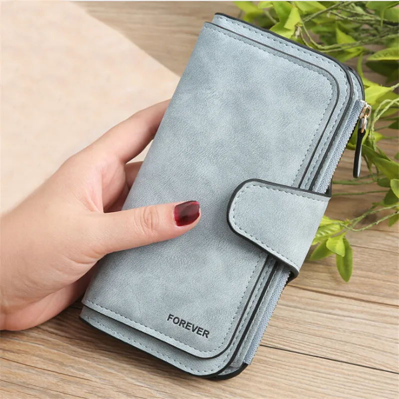 Women Scrub Leather Long Wallet High Quality Ladies Clutch Wallet Lady Purses Large Capacity Wallets Carteira Feminina 5 Choices 3
