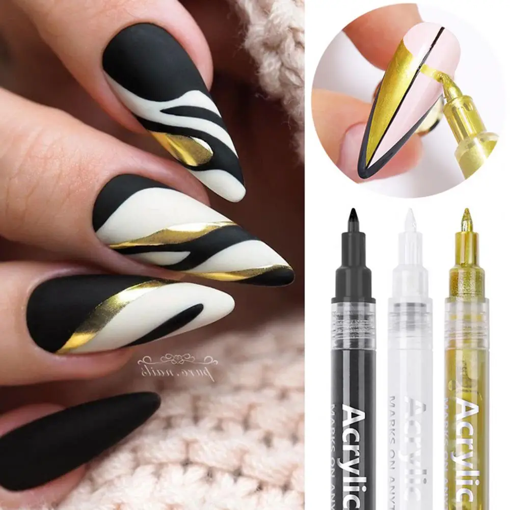 

Nail Paint Pen Lightweight Nail Drawing Pen Reusable Quick Dry Eco-friendly Liner Painting UV Gel Extension Nail Pen