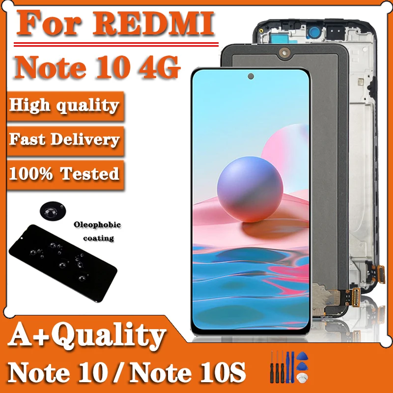 

6.43 AA+ For Xiaomi Redmi Note 10 4G LCD with Frame M2101K7AG Touch Panel Screen Digitizer For Redmi Note 10S Display M2101K7A