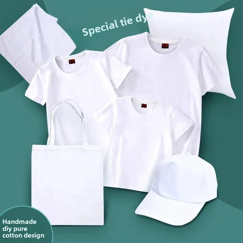 Pure Cotton White T-Shirt Pillow DIY Material Handmade Tie Dye Canvas Bag Handkerchief Square Scarf Clothing Wax Printing