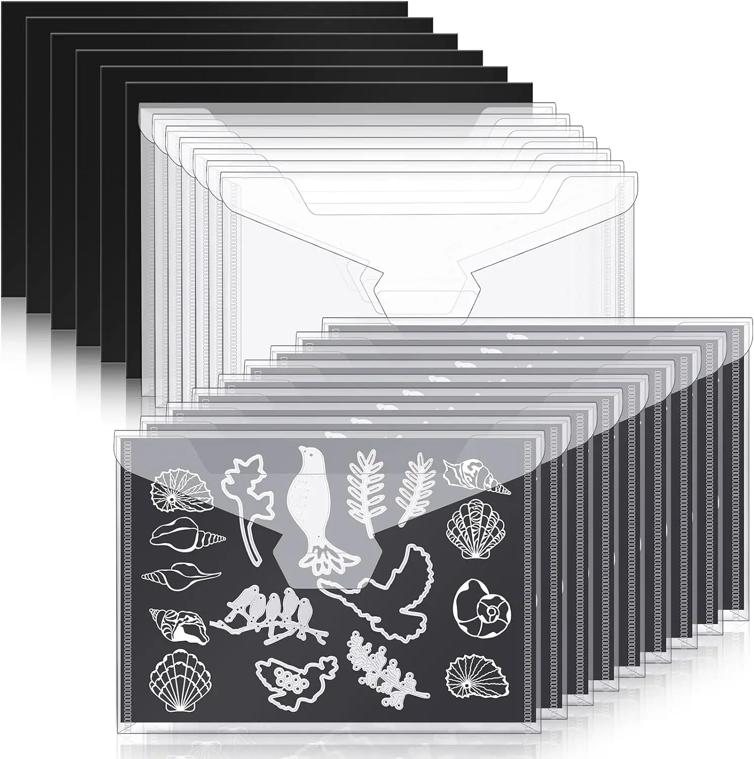 Storage Bag 40 Pieces Transparent Plastic Envelope Storage Bag and Rubber Soft Magnetic Sheet for Cutting Mold Storage Protection and Storage