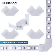 

New L Shape RGB LED Strip Connectors 10mm 4 pin SMD 5050 5pcs 90 Degree Corner Connection Terminals Free Soldering Right Angle