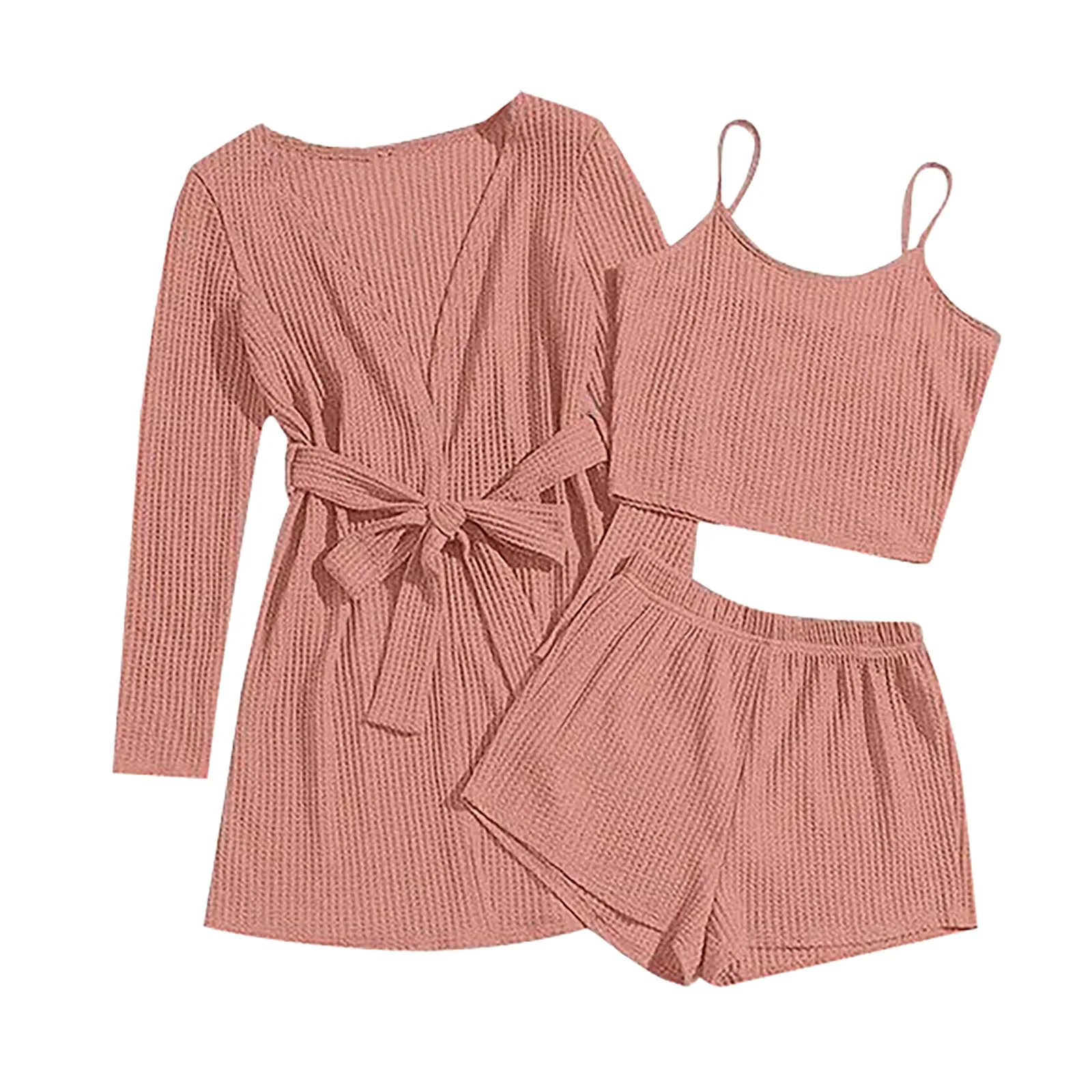 

Можно носить снаружи как домашний костюм-тройка, женские шорты на бретелях, халат, повседневный пижамный комплект, сексуальный женский костюм