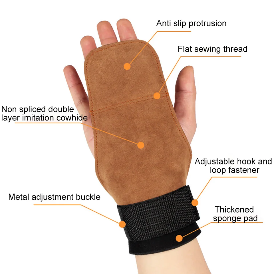 Cowhide Gym Gloves Anti-Skid Weight Power Belt Lifting Pads Deadlift Belt Workout Crossfit Fitness Gloves Palm Protection 1Pcs compression gloves
