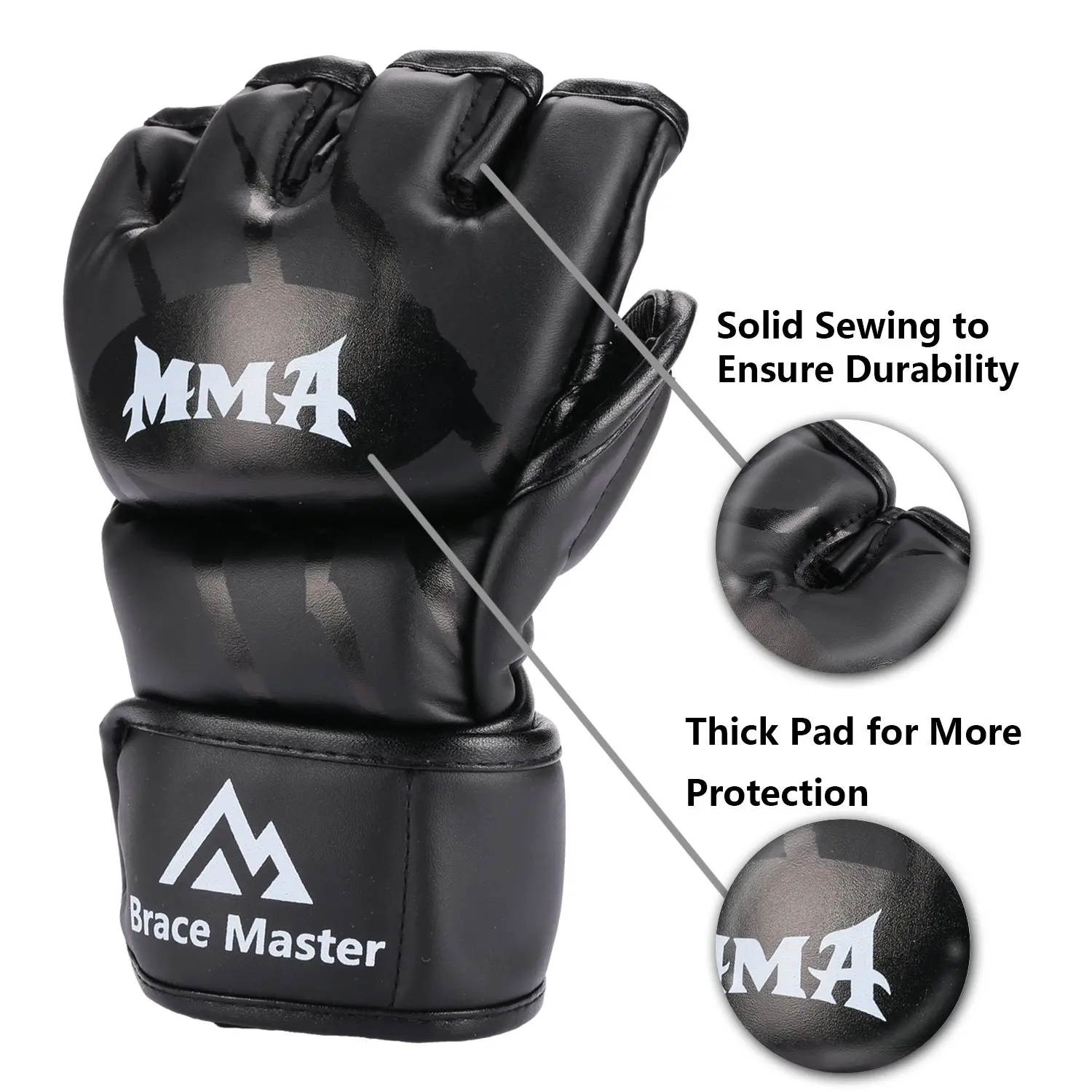Half Finger Boxing Gloves PU Leather MMA Fighting Kick Boxing Gloves Karate Muay Thai Training Workout Gloves Men 3