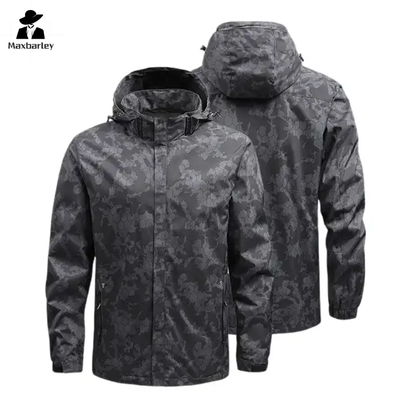 Autumn Casual Coat Men Waterproof Hiking Camping Camo Jackets Outdoor Hooded Windbreaker Jacket For Men Tactical work clothes