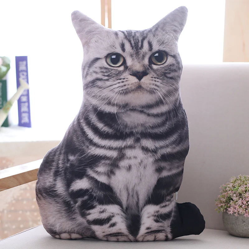 50cm 3D Simulation Plush Cat Pillows Soft Stuffed Animals Toy Sofa Cushion Home Decor Cartoon Plush Toys for Children Kids Gift