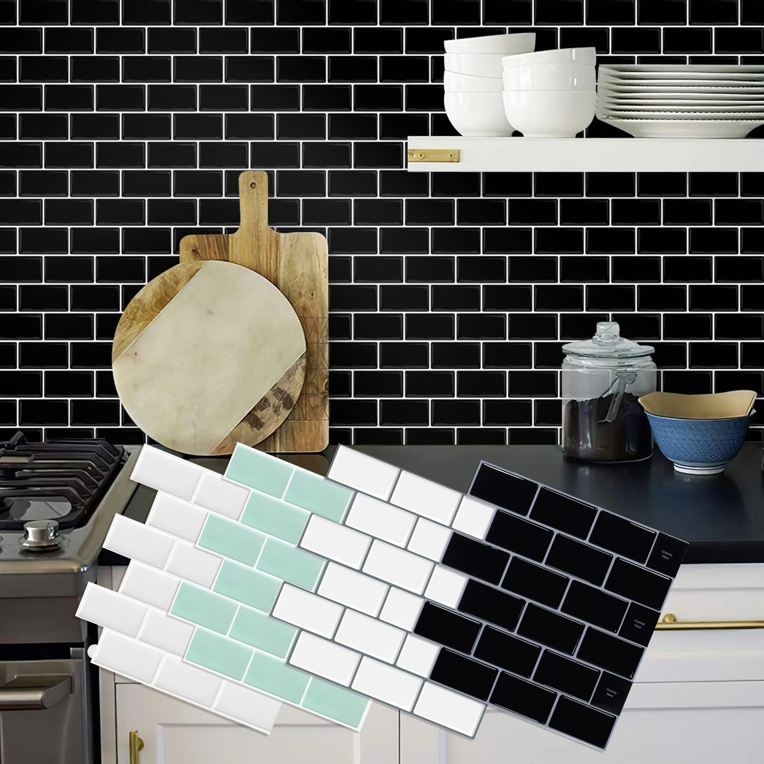 3D Texture Wall Tile Stickers Self-adhesive Brick Pattern Kitchen Bathroom  Backsplash Vinyl Wallpaper for Apartment Decor- 5 pcs - AliExpress, image size:1500x1500