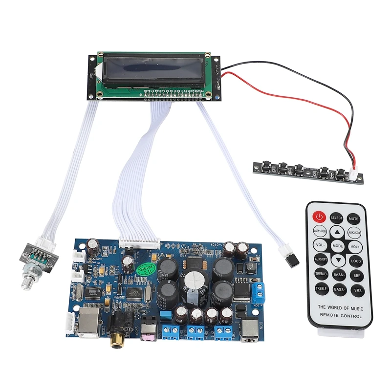 

STA350 Digital Power Amplifier Board Audio Amplificador Coaxial Fiber USB Input PCM2704 Decoding Support 2.1 / 2.0 Mode