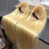 Pas cher 40 42 pouces 613 blond droit perruques de cheveux humains 13x4 13x6 HD dentelle frontale perruques Remy miel blond os droite dentelle avant perruque 1