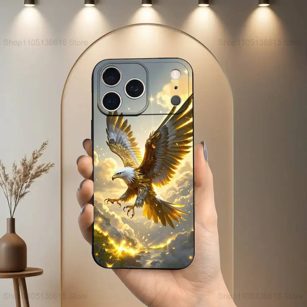 Sleek Black Eagle Design Soft Silicone Phone Case