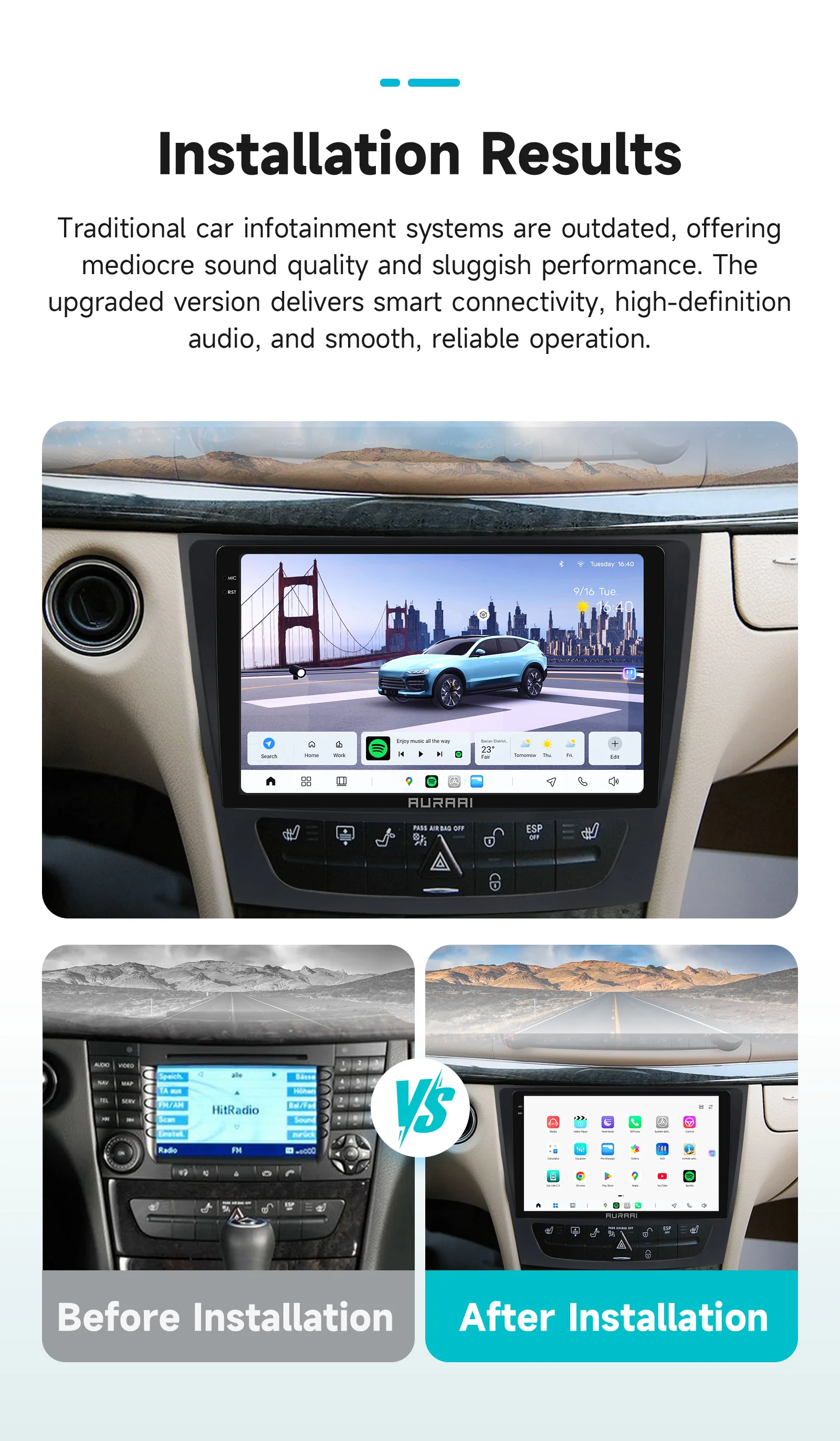 AURAAI AI 2Din Navi Stereo Für Mercedes-Benz E-Klasse W211 (2002-2009) CLS-Klasse W219 (2001-2011) Großen Bildschirm 8G 256G GPS 4G DSP – Detail 3