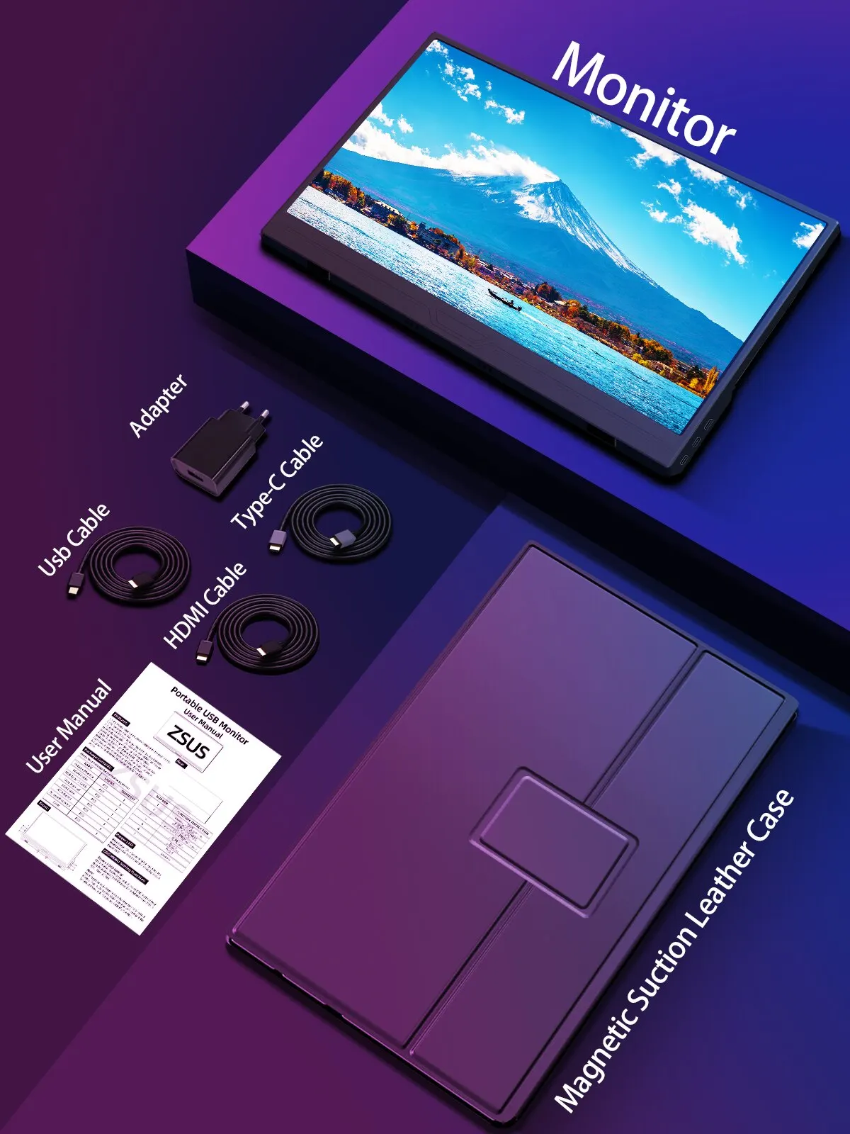 ZSUS 15.6 ġ ޴  ġ ũ, 1920*1080 HDR, ο  Ʈ, XBox PS4/ 5 Switch Loptop ޴ PC ͽټ