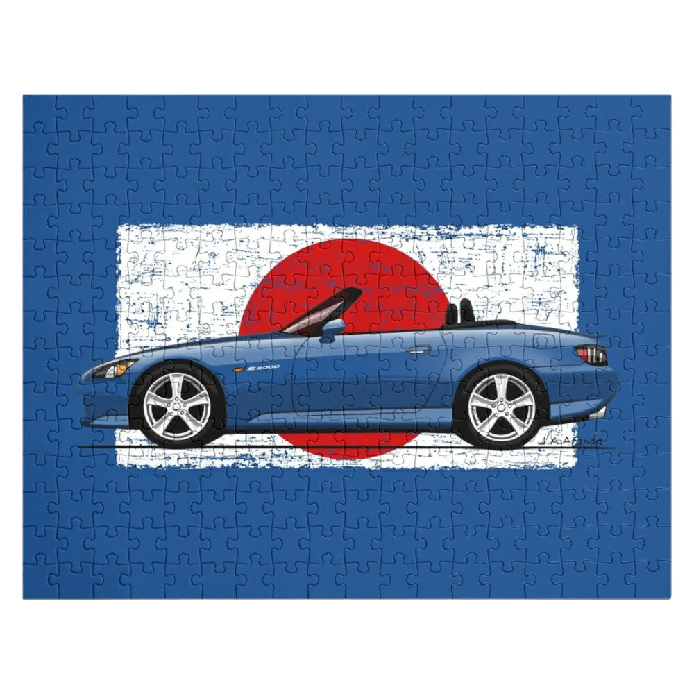 My freehand drawing of the S2000 with flag on background Jigsaw Puzzle Custom Puzzle Photo Name Puzzle Wooden Toy