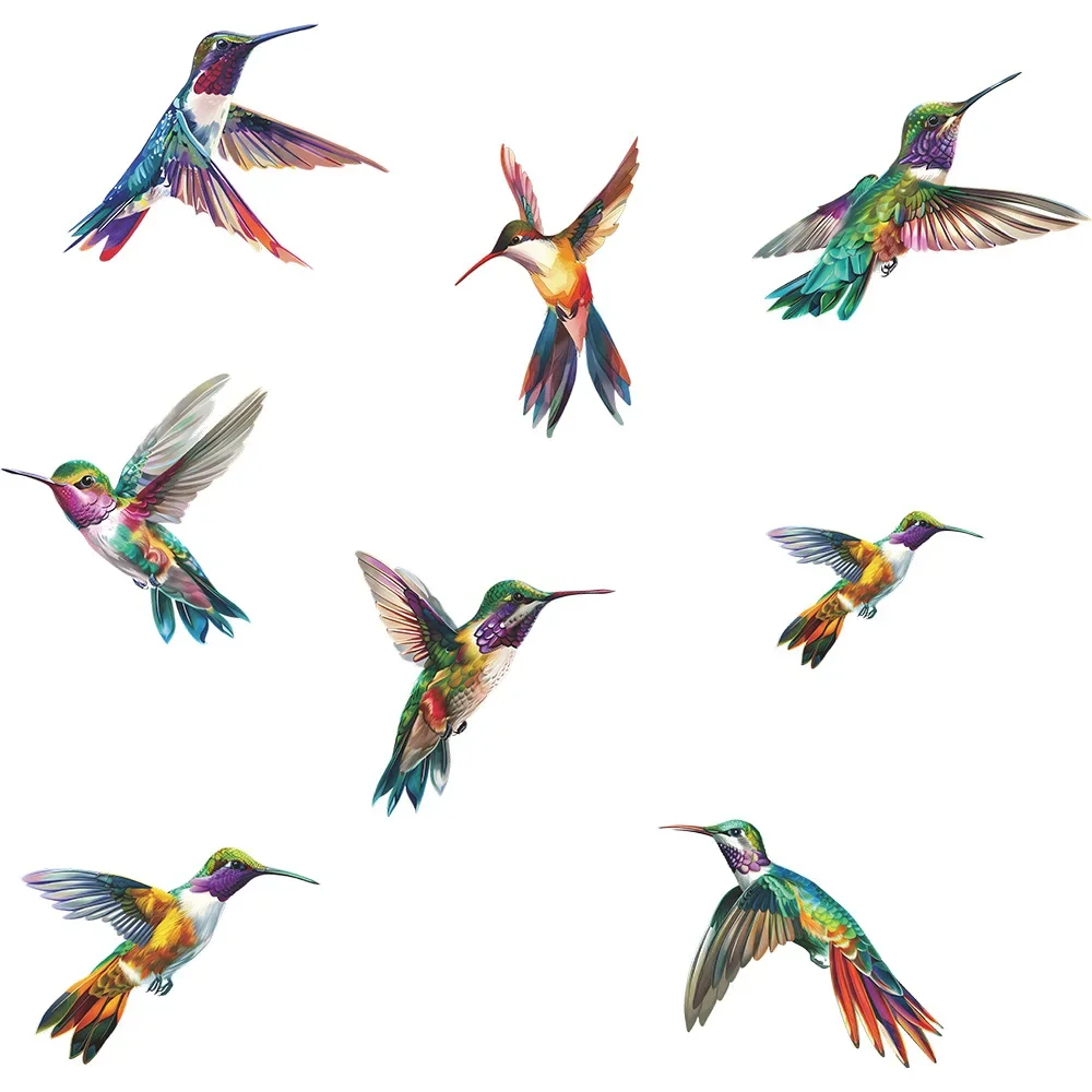 1PCS Cartoon Painted Hummingbird Glass Window Home Landscaping Decoration Electrostatic Uv Window Sticker