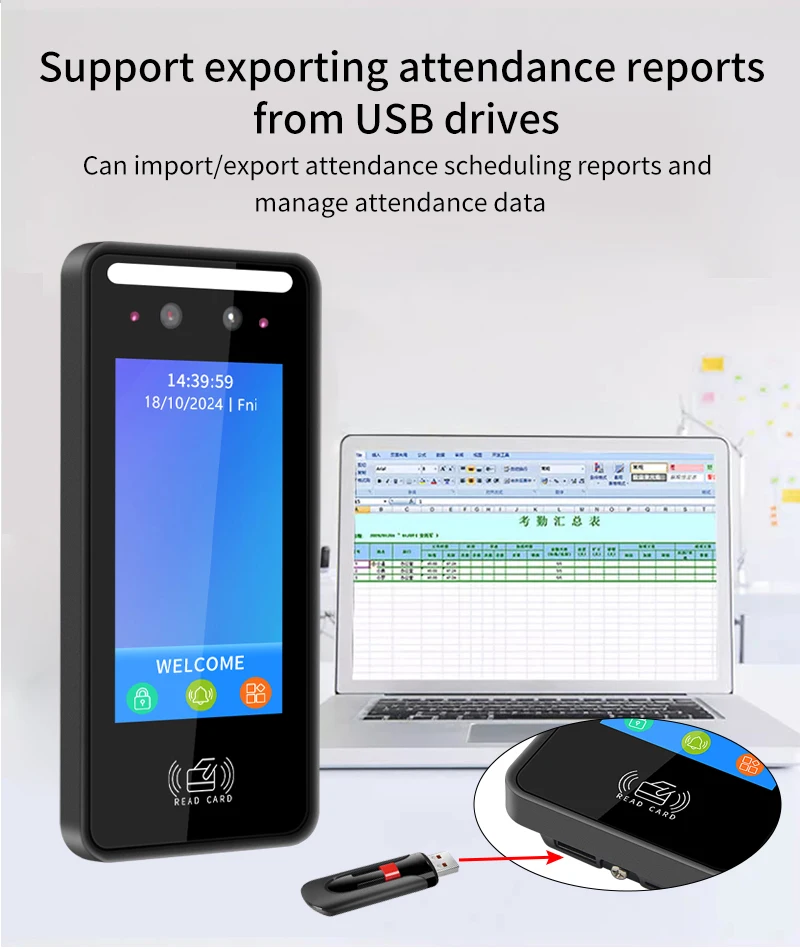 Wall Mount Dynamic facial recognition attendance andaccess control machine 1000