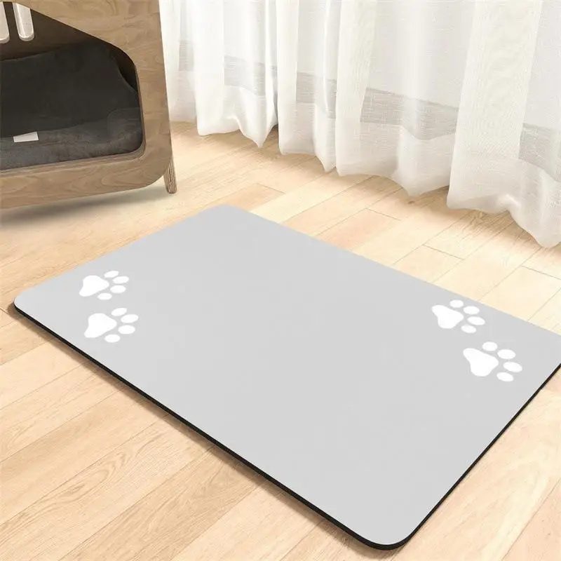Diatomaceous Mud Pet Placemat Absorbent Water Bowl & Food Mat with Waterproof Quick-Dry Rubber Backing Non-Slip for Home Use