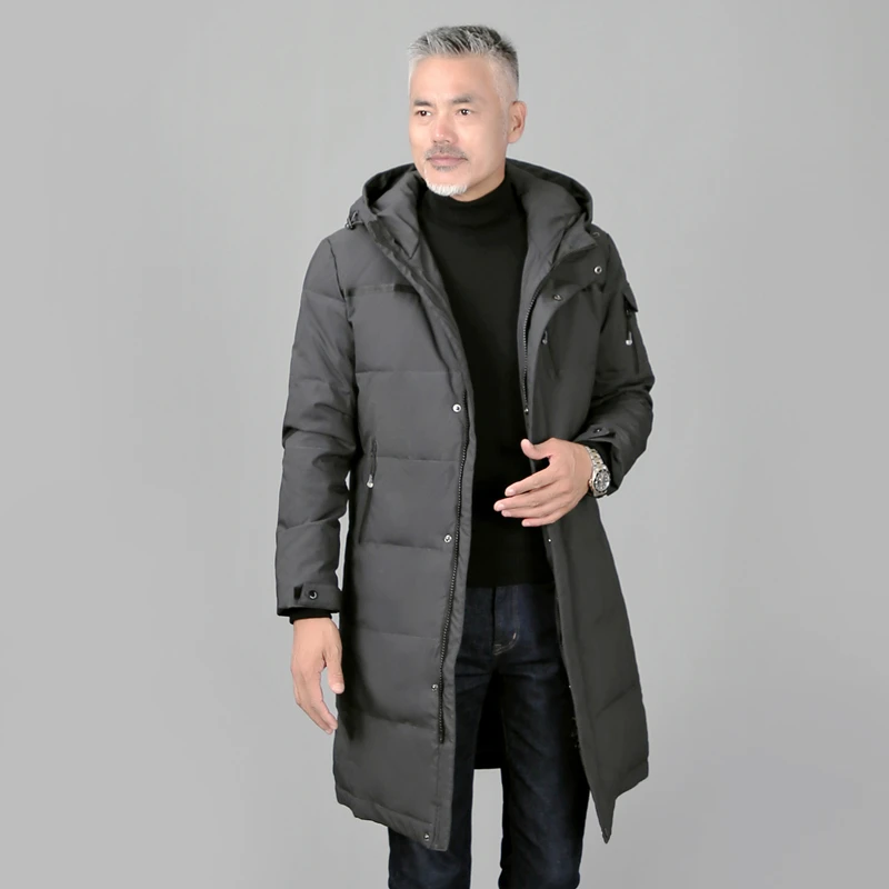 Puffer Jacket For Men Winter Down Coat Long Casual Duck Down Jacket Men Parkas Padded Hooded Feather Jacket Man Overcoat Korean