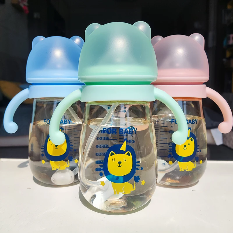 300ml 3 Nipples Baby Feeding Bottle Kids Cup PP Water Bottle With Straw Sippy Children Training Cute Drinking Newborn water bottle milk bottle feeding bottle glass milk bottle baby feeding utensils