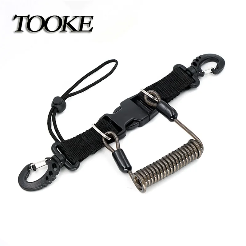 Scuba Diving Snappy Coil springs Camera Lanyard Spiral With Ring Dive Underwater Housing Flashlight Torch diving equipment