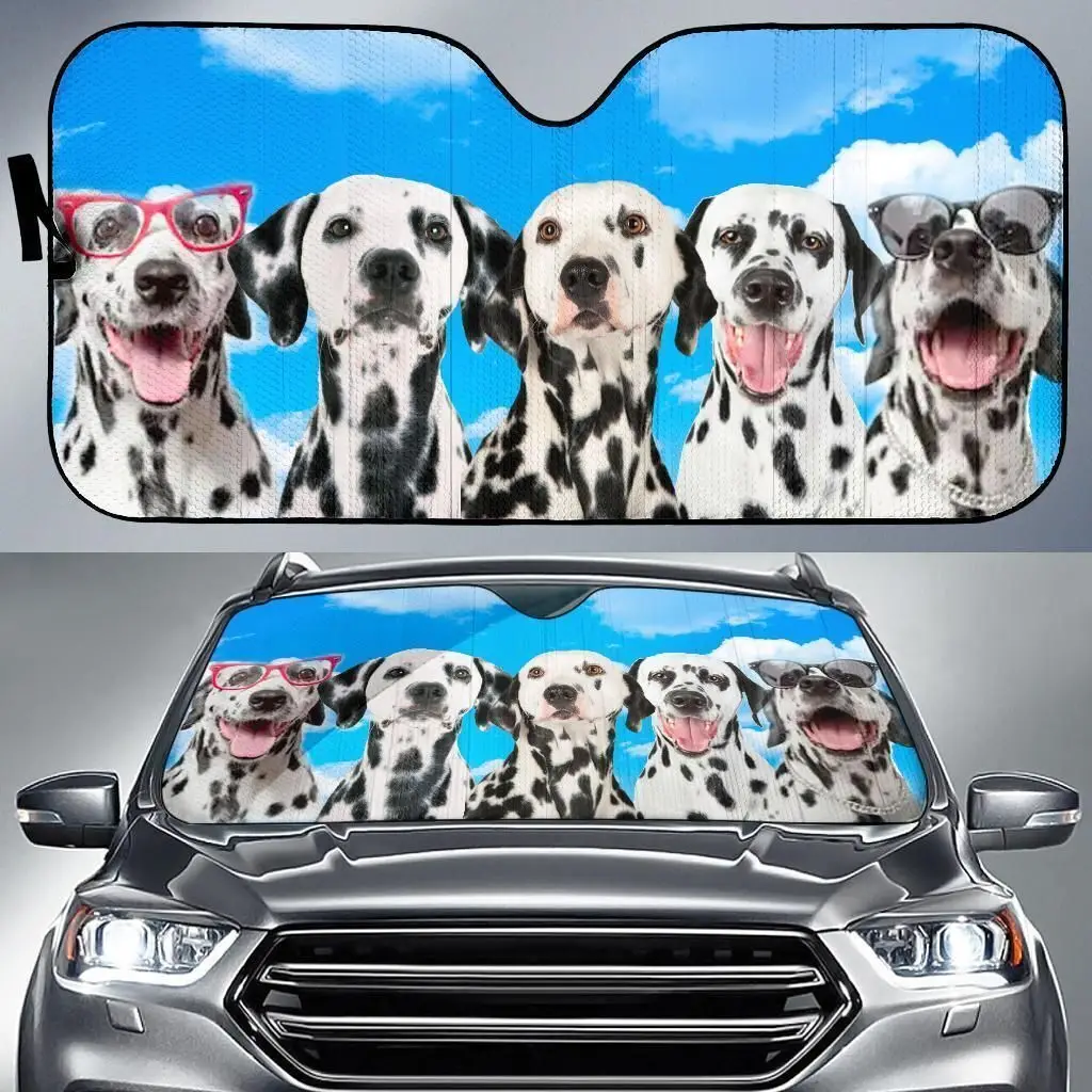 

Dalmatian Dogs Blue Sky Car Windshield Sun Shade