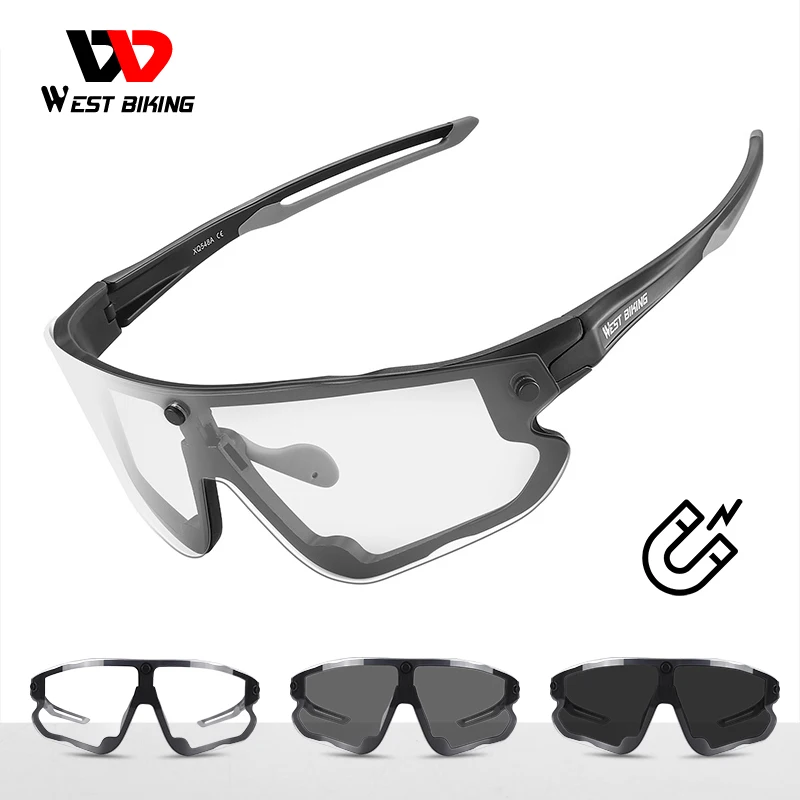 

Фотохромные велосипедные очки WEST BIKING TR90, велосипедные солнцезащитные очки для мужчин и женщин, магнитные спортивные очки UV400, очки для горного и дорожного велосипеда