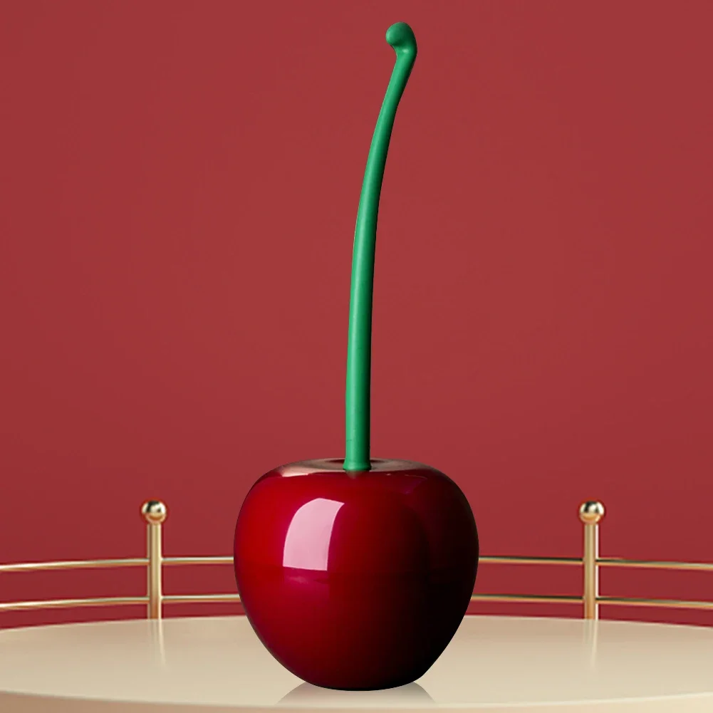 Description Picture 4 of itemCreative Cherry Shaped Toilet Brush Set Long Handle Replaceable Soft Bristle Accessories with Holder Bathroom Corner Cleaning