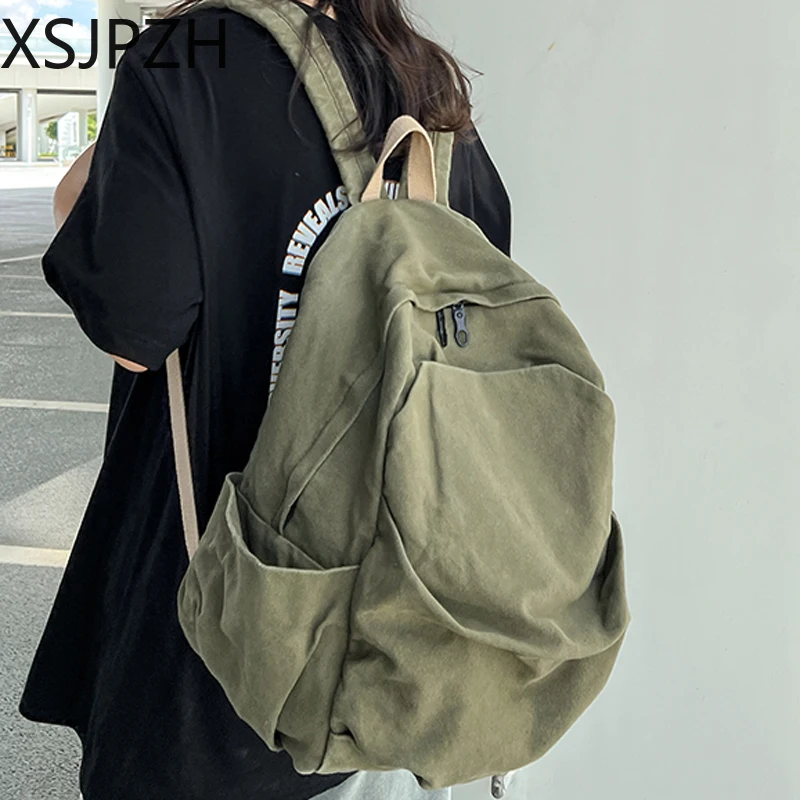 

Cool Cotton Schoolbag for Teenage Girls Shoulder Fashion Men Female Canvas Bagpack Travel Rucksack Preppy Style Women Backpack