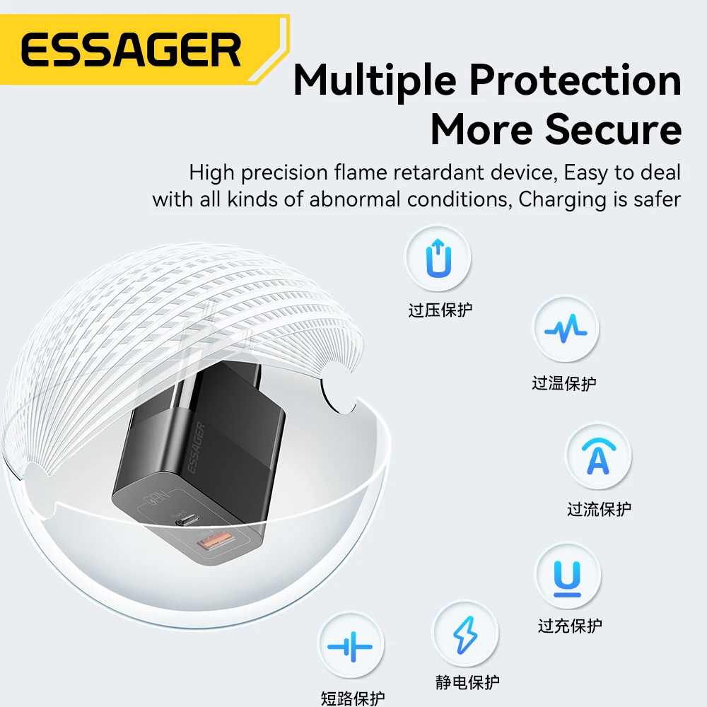 Essager USB Type C Fast Charger 33W QC PD 3.0 Dual Port Mini Portable Adapter For IPhone 16 15 14 IPad Xiaomi Fast Wall Chargers